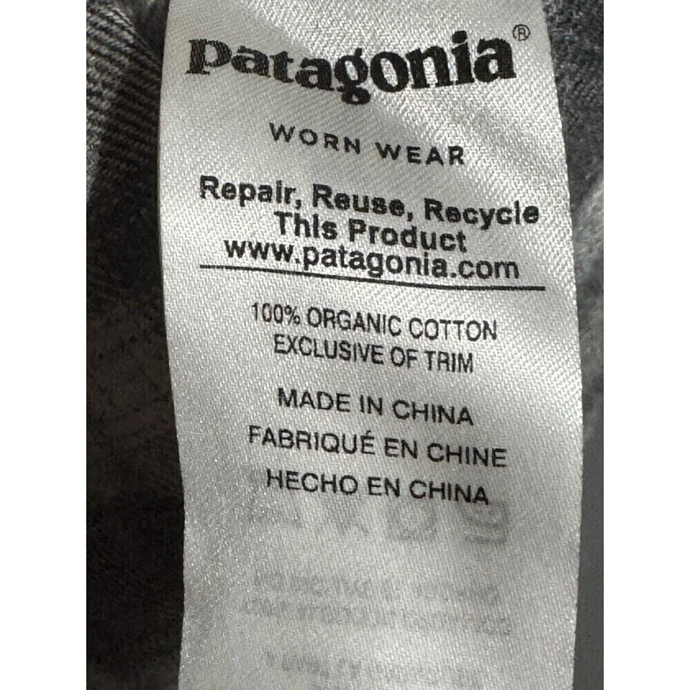 Patagonia Flannel Shirt Men S  GRAY COLOR  Lightweight Plaid 100% Organic Cotton
